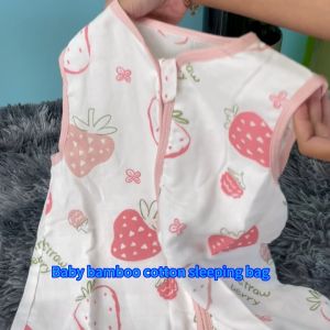 Einmilk Baby Bamboo Cotton Sleeveless Sleeping Bag Soft Lightweight Baby Wearable Blanket Sleeveless with Zipper QSB23