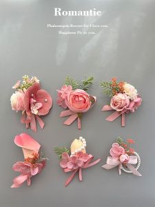 Original Dreamy Pink Butterfly Orchid Bouquet  Forest System Wedding Groomsmen Bridesmaid Sister Group Wrist Flowers