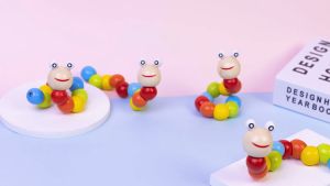 [iRojak] Colorful Wooden Worm Flexible Twisting Caterpillar Montessori Toy 木制扭扭虫 Mainan Ulat Kayu - BT83