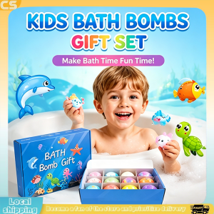 12PCS Kids Organic Bath Bombs Set with Surprise Toys Moisturizing Anti-Bacterial Fizzy Balls Handmade Ideal Birthday Gift