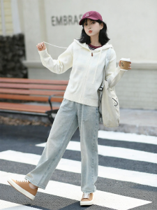 Hotwind | Hooded Zip-up Loose Base Knit Sweater