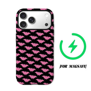 BILIBILI | Pink Halloween Bats Phone Case for iPhone 18 17 16 15 14 13 12 11 Air Pro Max Plus Double-layer Cover