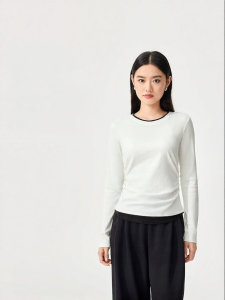 Purcotton | Knitted Long Sleeve Slimming Womens T-Shirt