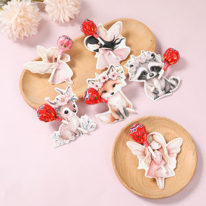 48pcs Fairies Party Lollipop Holder Cards DIY Candy Wrapping Cards for Childrens Day Gift Fairies Birthday Party Decoration