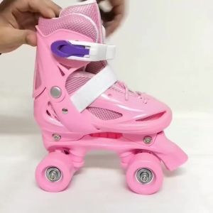 Kids Roller Skates 4 Wheel Double Row Roller Skate Shoes PU Leather Material Roller Blades Wheels Suitable for Men and Women Beginners Kids Roller Skates Adjustable Size The best gift for a boy or girl