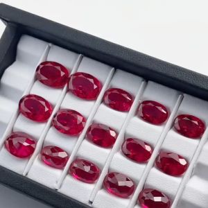 Oval Shape Natural Cut 5# Red Lab Grown Ruby Synthetic Corundum with Inculsions Loose Gemstone for Jewelry DIY Accessories