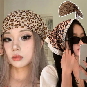 Retro Leopard Headscarf Womens Fashion Dual Use Scarf Leopard Print Bandana Neck Kerchief Head Bands Thin Small Square Scarf