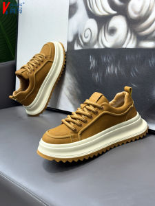 New 2025 Mens Breathable Low-Top Sporty Casual Shoes Trendy Dad Sneakers Soft Bottom Flats Comfortable round Toe PU Leather