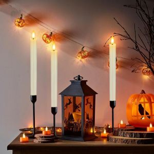 6 Pack Easter Halloween LED Flameless Candles:Flickering Tapers for Church Buddhist Altar Christmas Wedding Home Fireplace Decor