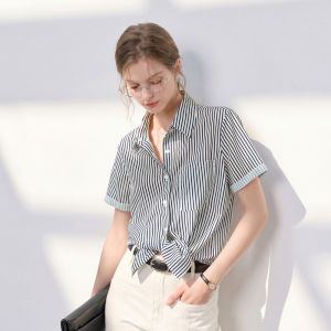 3COLOUR·S | Summer New Elegant Turn-down Collar Striped Shirt