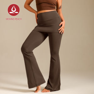 Moving Peach Skirted Leggings for Women High Elastic Flared Pants With Adjustable Drawstring Skirt Hem Bell Bottom Pants Gym Fitness Daily wear ALA
