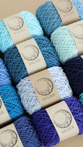 เชือกฟอก โทนฟ้า เชือกถักกระเป๋า เชือกฝ้าย หนัก 100 กรัม - ราคาบรรจุภัณฑ์