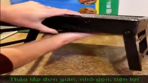 Bếp nướng than hoa vuông gấp gọn tiện lợi bếp nướng ngoài trời mini nhỏ gọn thích hợp đi picnic liên hoan