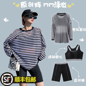 Áo Tắm Cỡ Lớn Bộ Ba Chiếc Rời Kg Cho Cô Nàng Mập Áo Choàng Dài Tay Quần Lửng Áo Tắm Thể Thao Ngực To Che Mỡ