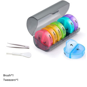 Weekly Pill Organizer Pill Box 2 Times a Day (AM/PM) 7 Day Pill Case Round Travel Medicine Organizer Large Daily Pill Container
