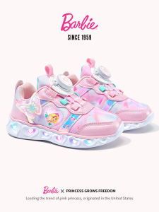 Barbie Girls Glowing Breathable Sports Shoes Spring Summer Mesh Light-Up Childrens Footwear Anti-Slip Wear-Resistant Leisure Sneakers