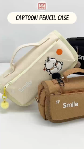 Cartoon Canvas Pencil Case Large capacity For Kids and Student Kotak Pensel (BGJAYA)