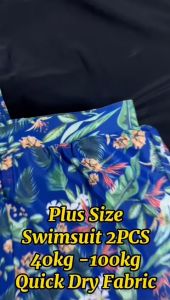 🇲🇾READY STOCK KL Plus Size Two Piece UV Protect Lady Women Pants Short Sleeve Skirt Swimsuit Swimwear Swimming Baju Berenang