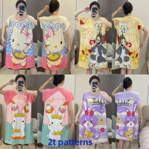 Womens Nightdress Womens New Arrival Cotton Silk Western Style Mid-Length Pajamas Plus Size Loose Home Short Sleeve Home Dress