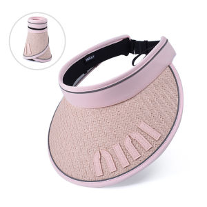 8463 Summer Outdoor Sun Hat Childrens Foldable Easiest for Match Crownless Sun Hat Straw Pattern Big Brim Sun Hat Tide