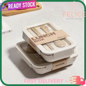 FELICE Microwave safe bento lunch box with lid chopsticks & spoon Kotak makan bento ketuhar gelombang Mikro