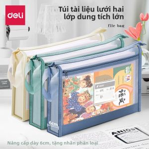 deli | Large Capacity Transparent A4 File Organizer Student Bag