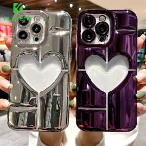 FLOVEME Luxury Soft Love Heart Phone Case For iPhone 14 13 12 11 Pro Max 14 Plus Shockproof Silicone Plating Bumper Back Cover For iPhone 14 13 12 11