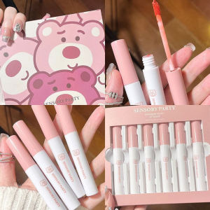 Ta💋.6Pcs Glasir Bibir Beruang Kecil Yang Lucu Glasir Bibir Beludru Matte Glasir Bibir Pelembab Anti Lengket