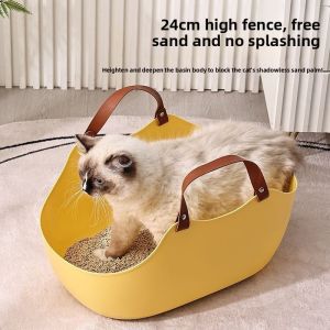 MONLEYTA | Extra Large Open-Top Cat Litter Box Anti-Splash Odor Control Cat Toilet Giant Sand Tray For Cats Pet Supplies Cat Litter Mate