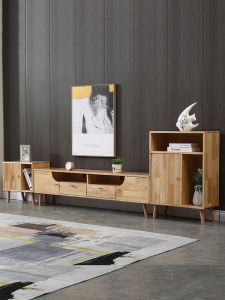 Solid Wood TV Cabinet Living Room Home Use Small Apartment Floor Standing Original Wood Television Stand Coffee Table Storage Combination