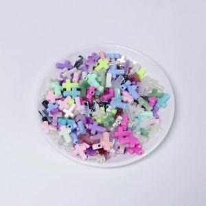 100Pcs/Lot Cross Shaped Acrylic Loose Beads Cream Macaron Color DIY Pendant Jewelry Making Bracelet Materials Accessories