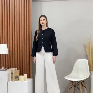 Daphne Semi Tweed Blazer Semiwoll Top Atasan Wanita Remaja Lengan Panjang Korean Style