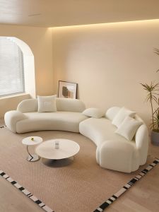 YIZUO | French Creamy Style Creative Arc Sofa Combination