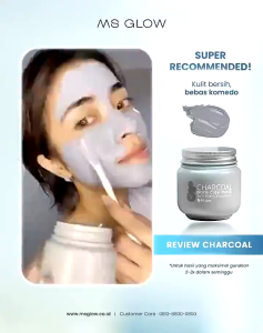 MS GLOW Claymask Charchoal Masker Wajah | Masker Claymask Anti Komedo | Kulit Wajah Tampah Bercahaya