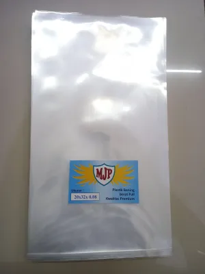 Plastik PP Bening Merek MJP Tebal 0.08 Uk 20x30 20x32 20x35