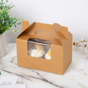Carry-On Muffin Box Paper Cup Cake Window-Denoted Pudding Box  Candy Gift Box Kraft Paper Tart Packaging Box