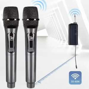 ZH 28 UHF Wireless Handheld Microphone with LED Display - Rechargeable Dual Channel Microphone for Singing Speech Club Show Meeting