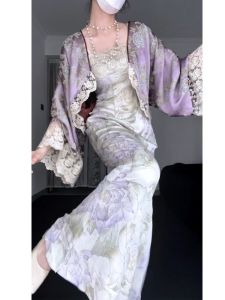 KENI/Plus Size New Chinese Style Elegant National Style Dress Womens Autumn Plus Size Ladies Elegant Fancy Shawl Suit
