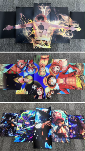 ONE PIECE Anime Wall Decoration 5 Pieces Posters of Monkey D Luffy Room Walls Sticker Wallpaper (No Frame)