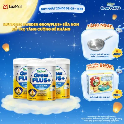 Combo 3 Sữa Bột Nutifood GrowPLUS+ Sữa Non - Hỗ Trợ Tăng Cường Đề Kháng 800g - Tăng Cường Hệ Miễn Dịch Tiêu Hóa Tốt (3 Lon x Lon 800g)- Bao bì thay đổi theo đợt nhập hàng