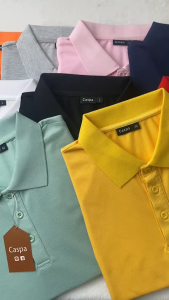 Caspa รุ่น PL-395N เสื้อโปโลแขนจั๊มคอปก ผ้าคอตตอน+โพลี ใส่ได้ผู้ชายผู้หญิง ราคาถูก เนื้อผ้าดี