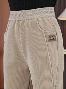 plus Size Fleece Lined Thickened High Waist Casual Pants Outerwear Warm Long Trousers Slimming Fashionable Autumn Winter New Arrival