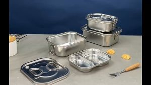 Lunch Box Stainless Steel 304 2L Single Compartment dengan Pegangan - Kotak Makan - Kitchenware