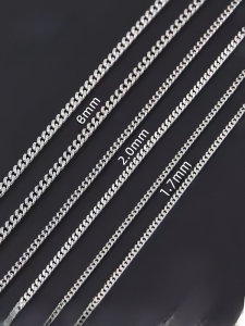 925 Silver Curb Necklace Necklace Female Male Clavicle Chain Flat Long and Simple All-Match Sweater Chain Sterling Silver Silver Necklace Chain