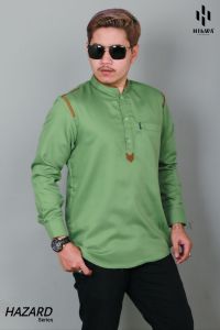 Hilwa Store Pekalongan - Baju Koko Melayu Pria Lengan Panjang Warna Hijau Apel Size S M L XL XXL XXXL