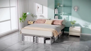 THEATT Upgrade Metal Bed Steel Frame Iron Bed High Load-bearing Single Double Bed Sturdy Metal Bed Base