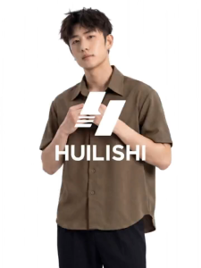 Huilishi Linen mens solid color short sleeved shirt three-dimensional loose fit comfortable and breathable summer short sleeved top lapel shirt