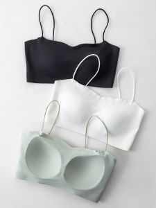 MiiOW | เสื้อชั้นในสายเดี่ยวบางๆ ไร้ตะเข็บสำหรับผู้หญิง ฤดูร้อน 2025 รุ่นใหม่ เสื้อชั้นในเกาะอกเล็ก ทรงเอวสูง ผลิตจากไนลอน