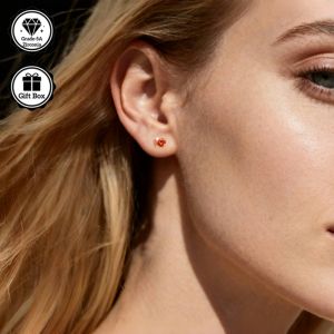 LAMVOICE Jewelry for Women/Stud Earrings with 0.2-4 Carat Orange Zirconia Hypoallergenic Earrings Christmas Gift for