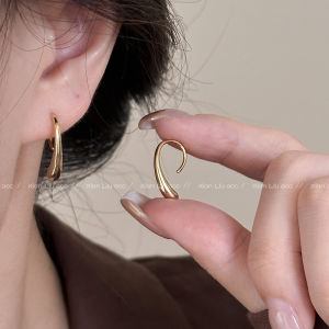 Minimalist Metal Waterdrop Earrings for Women Unique Luxury Golden Versatile Ear Jewelry Fashionable Korean Style Alloy Earrings